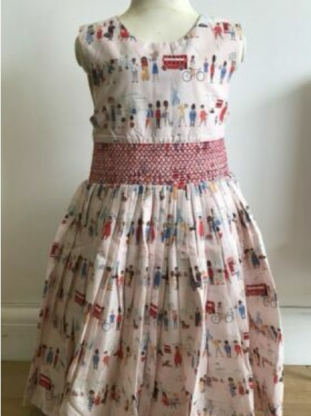 Cath Kidston Pink London Scene Smocked Waist Dress